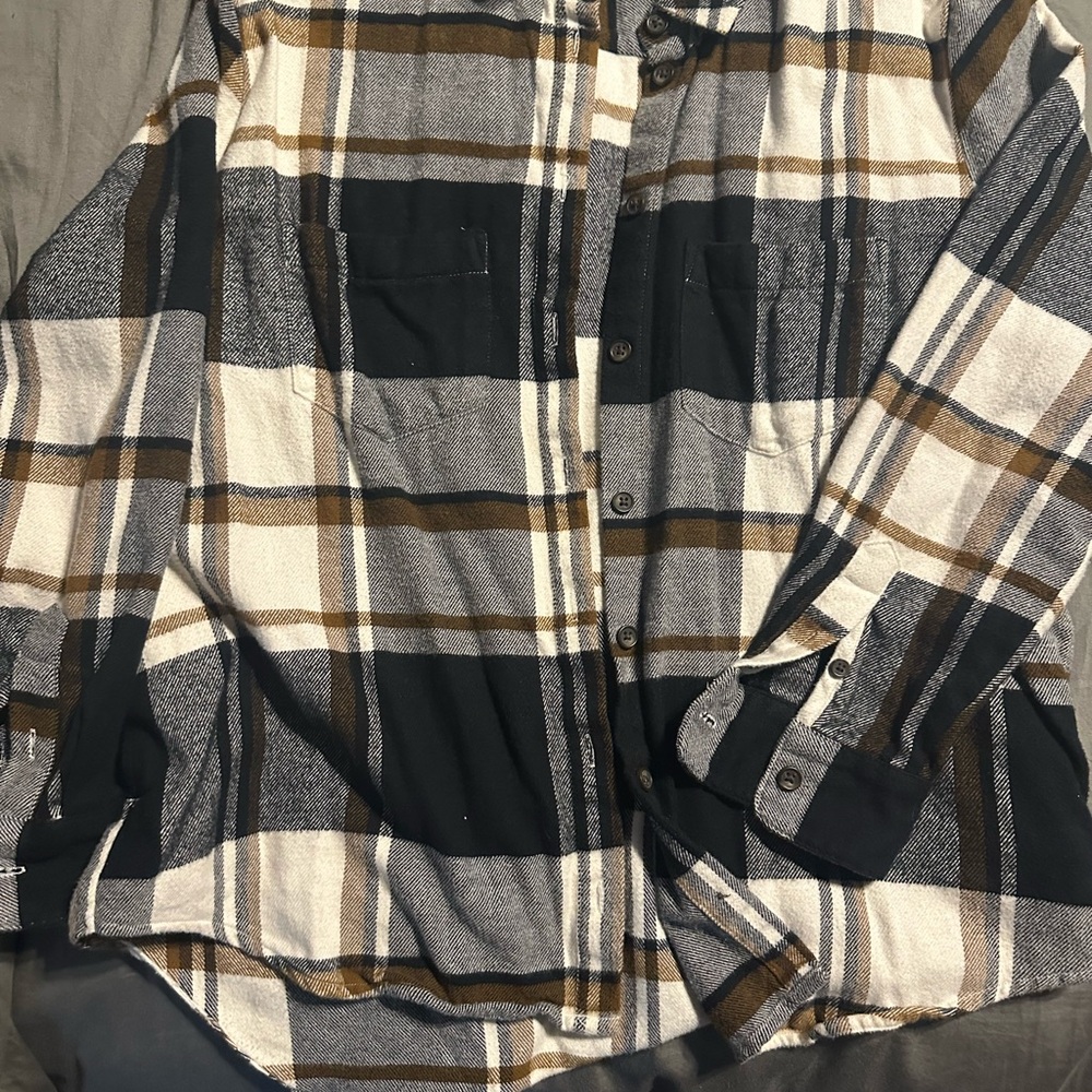 Women’s Madewell Black and Brown Plaid Flannel Shirt